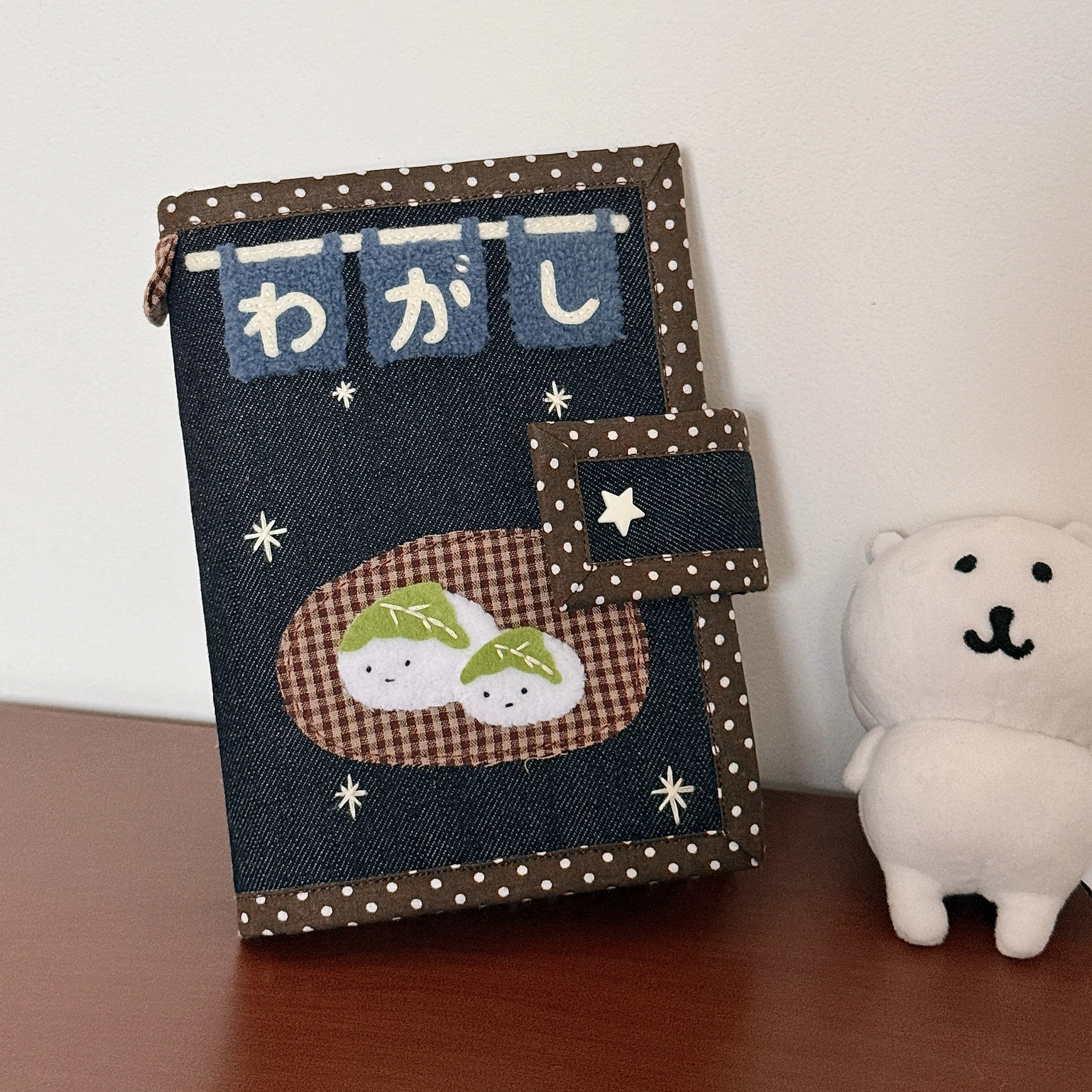 

Kawaii Dango A6 Handmade Denim Notebook Cover - Stylish Ins Minimalist Design for Journal, Diary, Planner, Cute Stationery Gift