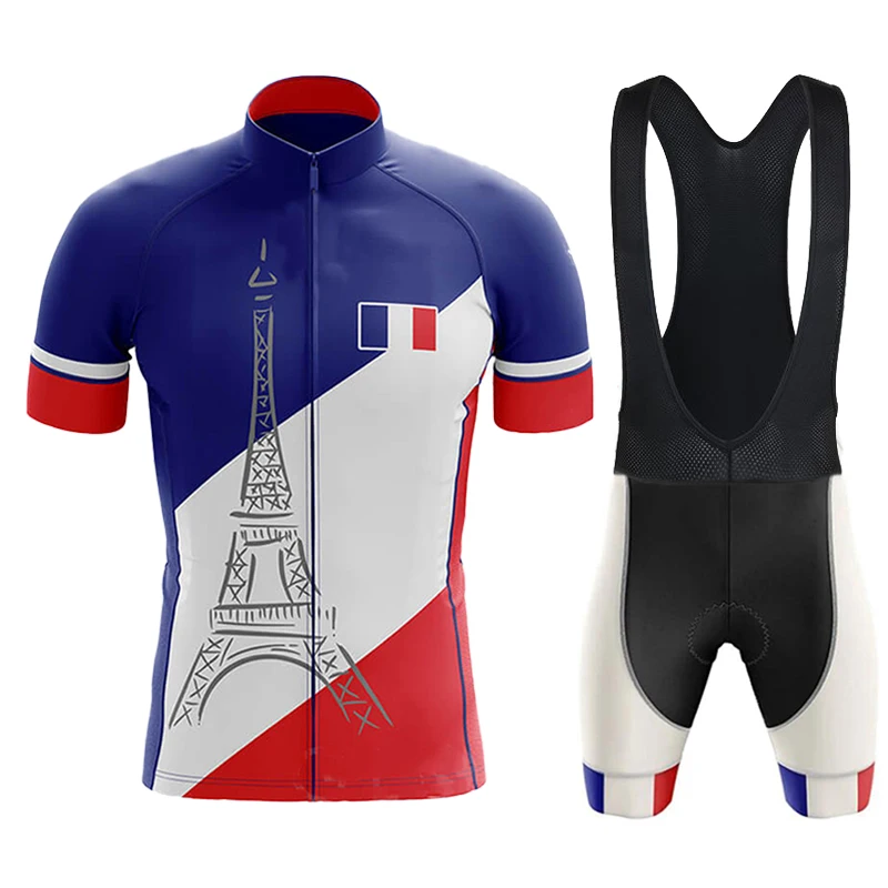 

FRANCE Men's Cycling Suit Mtb Pants Uniform For Bicycle Mountain Clothing Bike Jersey Road Blouse Bib Clothes Man 2025 Costume