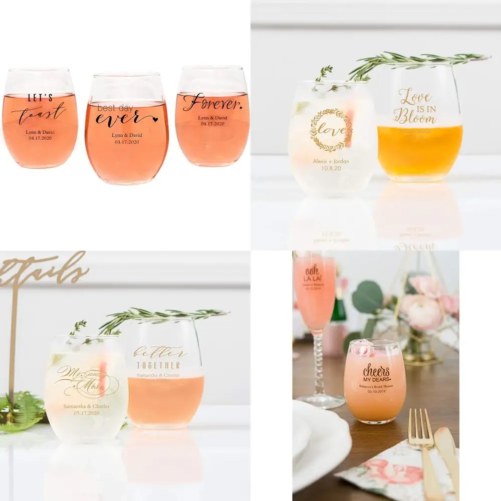 

Персонализированные бокалы для вина без ножек на 9 унций, набор из 24 штук для небольших собраний и мероприятий