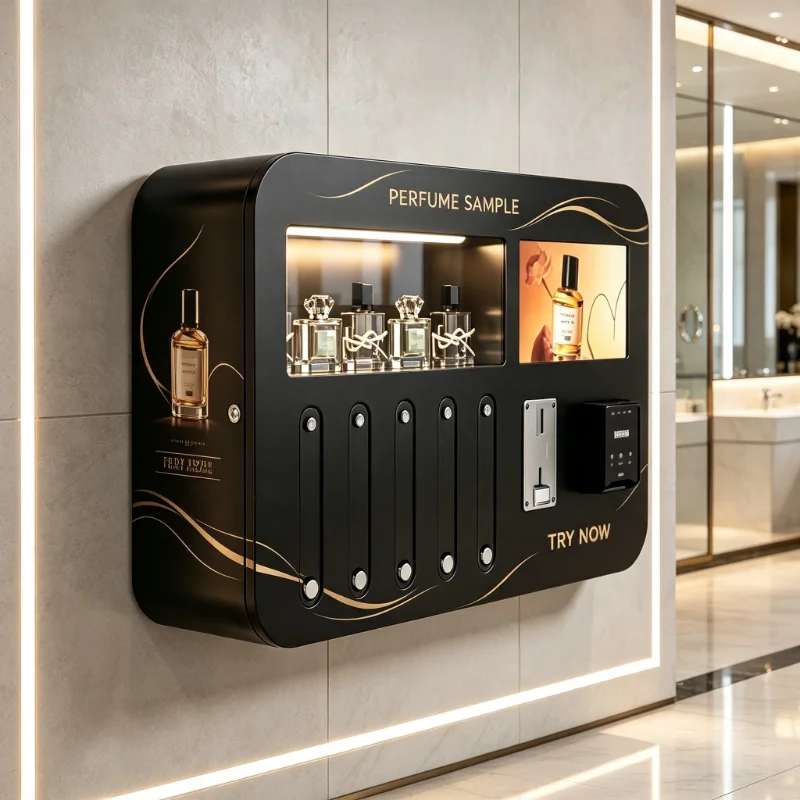 Coin Operated Perfume Vending Equipment Factory Origin Fitted with Bill Acceptor Card Reader for Indoor Commercial Mall Usage