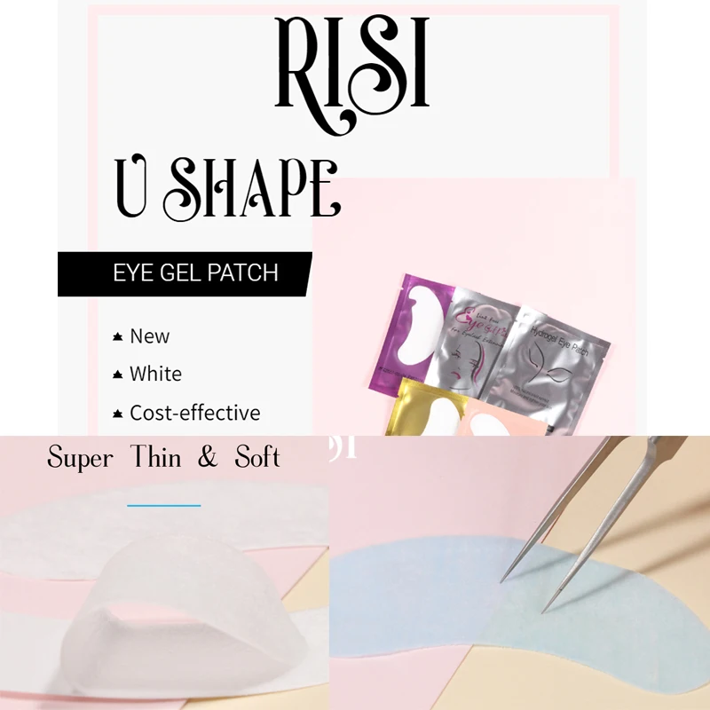 RISI 100Bag Eyelash Extension Paper Patches Grafted Eye Stickers 16 Color Eyelash Under Eye Pads Eye Paper Patches Tips Sticker