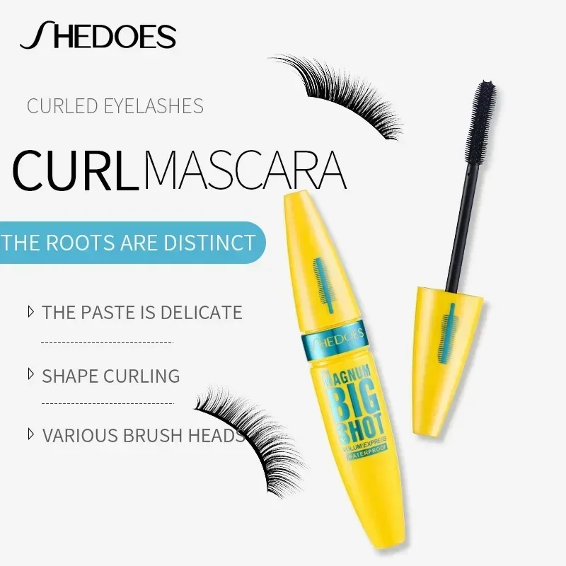Shedoes Waterproof Mascara 3 Brush Head Curly Thick Slender Eyelash Natural Moisturize Lasting 24h Fashion Hot Sale Mascara 10ml