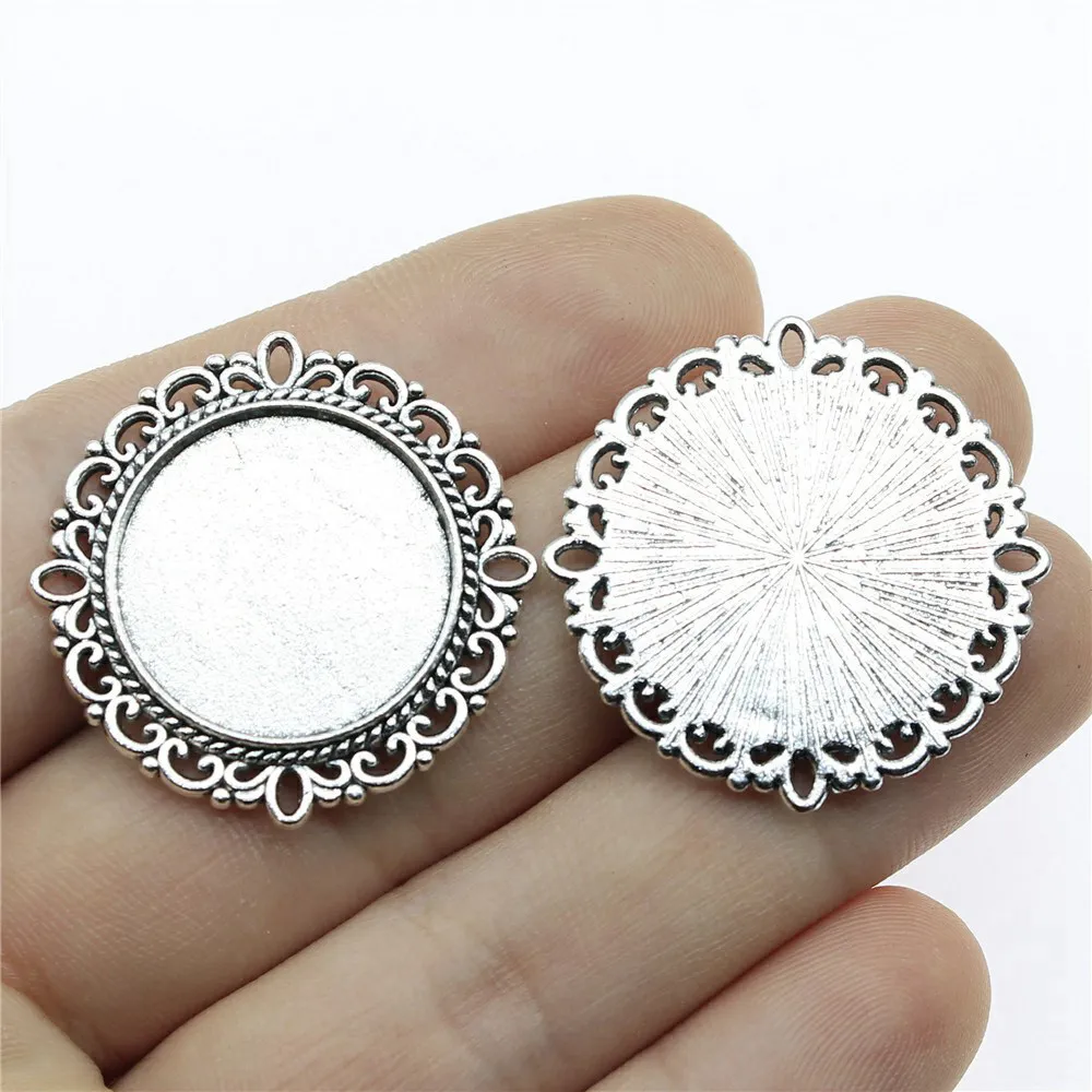 أجزاء الملحقات تناسب جولة 20 مم الزجاج كابوشون قاعدة إعداد صينية الحافة Antiqeu البرونزية مجوهرات باردة