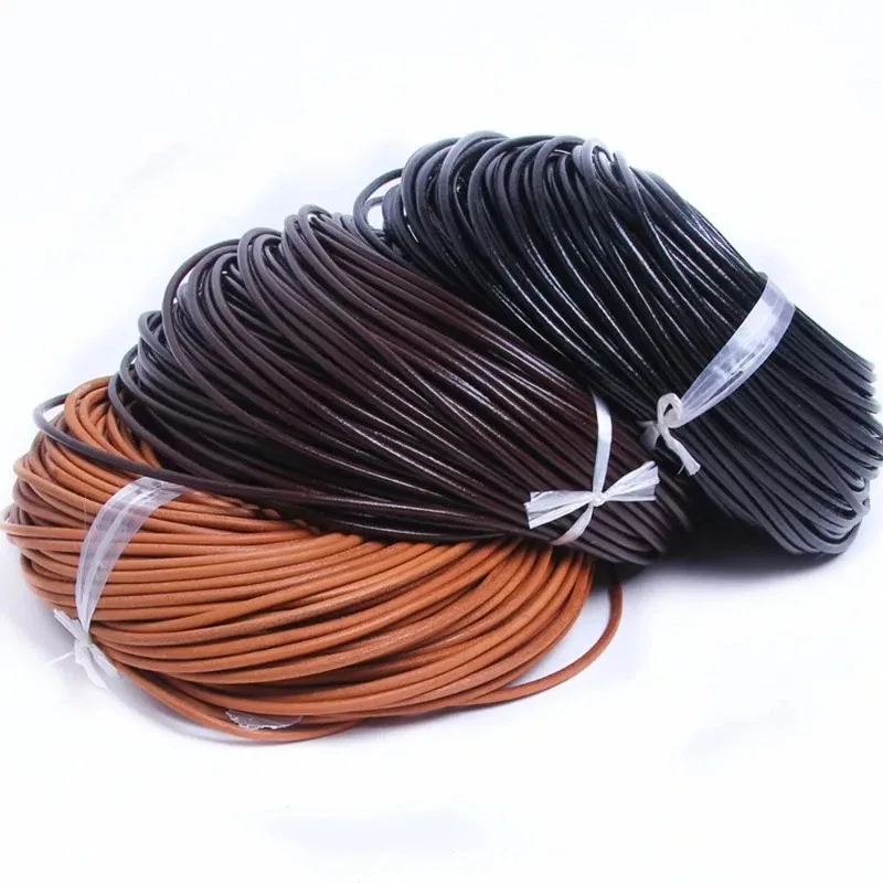 

35yards/Lot Genuine Leather Cord 1-8mm Black Natural Brown for Necklace Craft Jewelry Making Diy Art Accessory Durable Soft