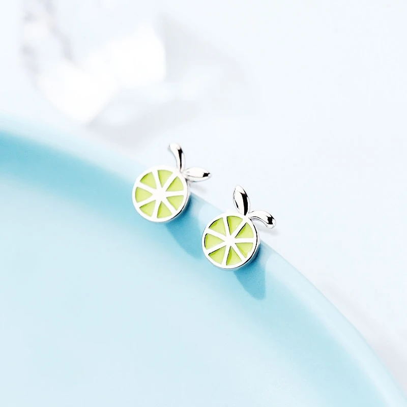 WYEAIIR 925 Sterling Silver Cute Mini Lemon Fruit Fresh Art Fine Jewelry Luxury Female Earrings