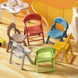 Solid Color Child Chair Thickened Folding Backrest Chair Kindergarten Entertainment and Safety Small Stool Non-slip Foot Pads