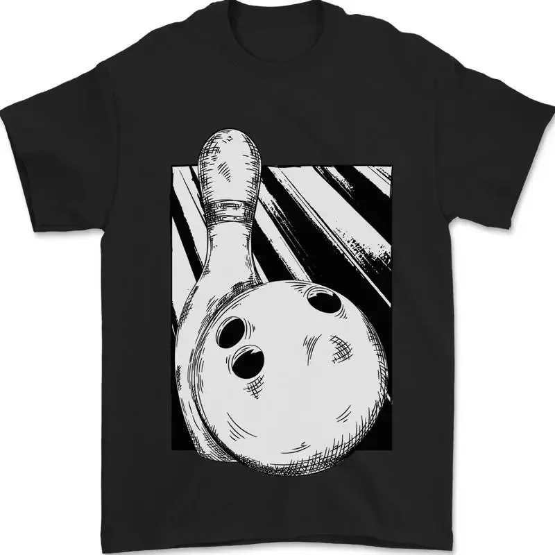 Ten bowling ball and pin t-shirt men's 100% cotton
