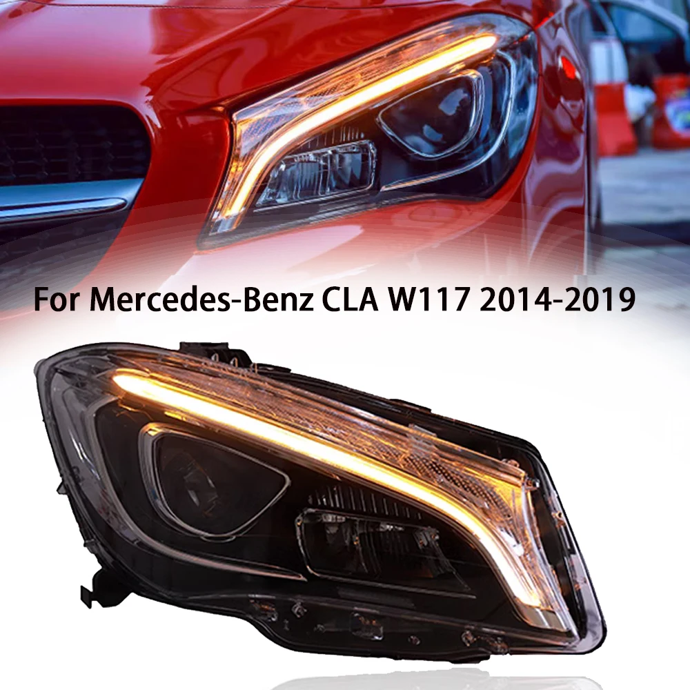 

led Head Lamp for Benz W117 LED Headlight 2014-2019 Headlights CLA220 CLA260 DRL Turn Signal High Beam Angel Eye Projector Lens