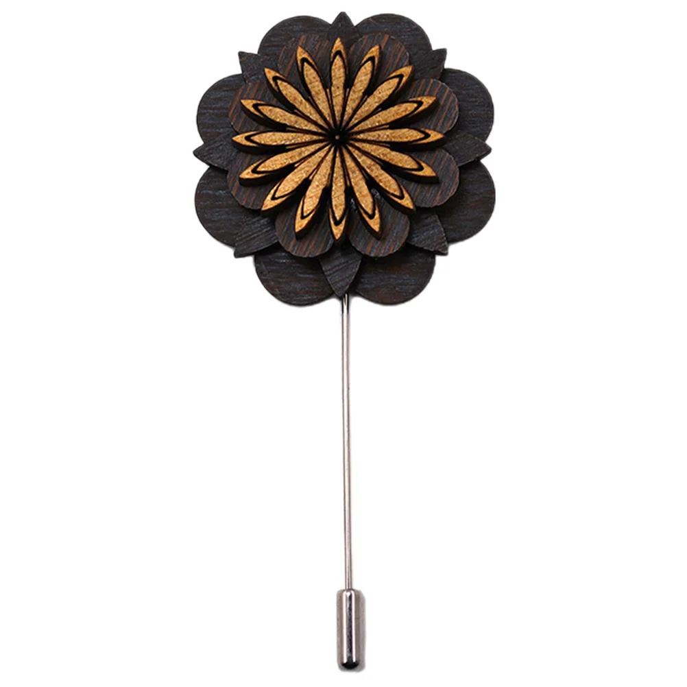 

Flower Boutonniere Pin Wooden Lapel Pin Romantic Design Wedding Groom Suit Decoration Elegant Brooch Fashion Accessories for Men