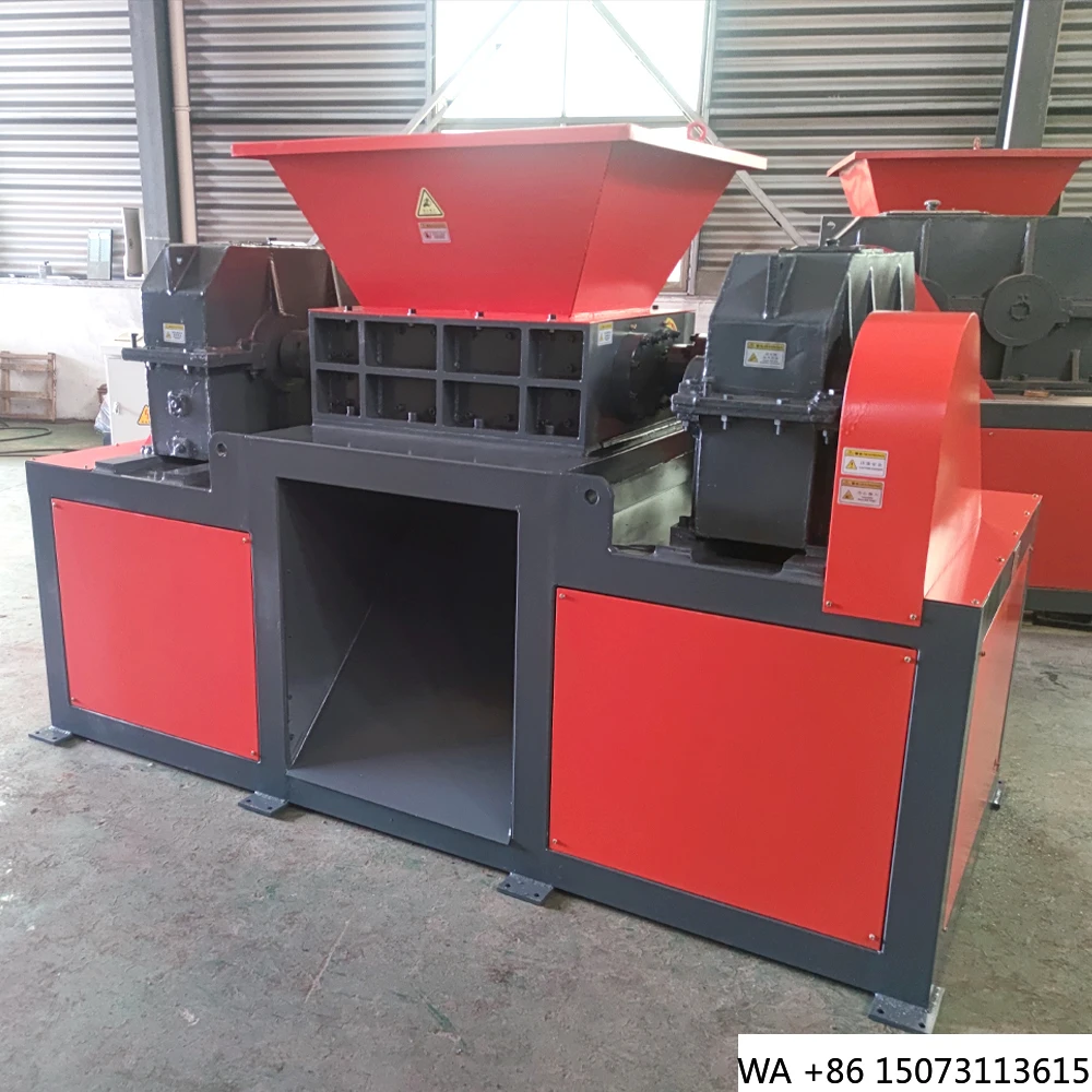 TSE-300E Double Shaft Industrial Shredder for Tire, Plastic, Metal, Wood Waste Recycling and Size Reduction