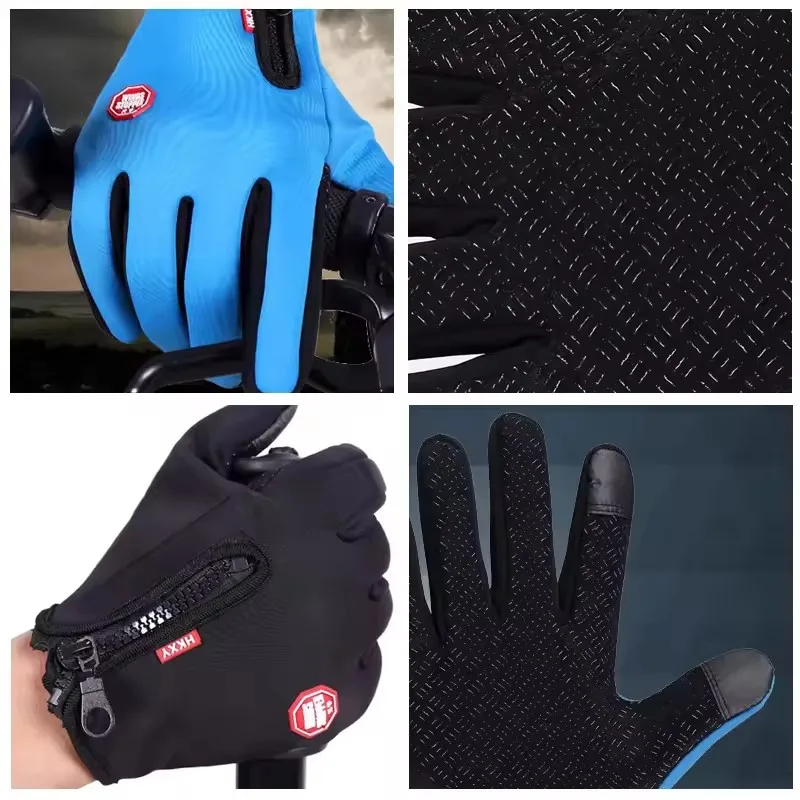 Gants d'hiver pour hommes et femmes, écran tactile, chauds, pour cyclisme en plein air, conduite, moto, empreintes digitales, gants froids, coupe-vent, antidérapants