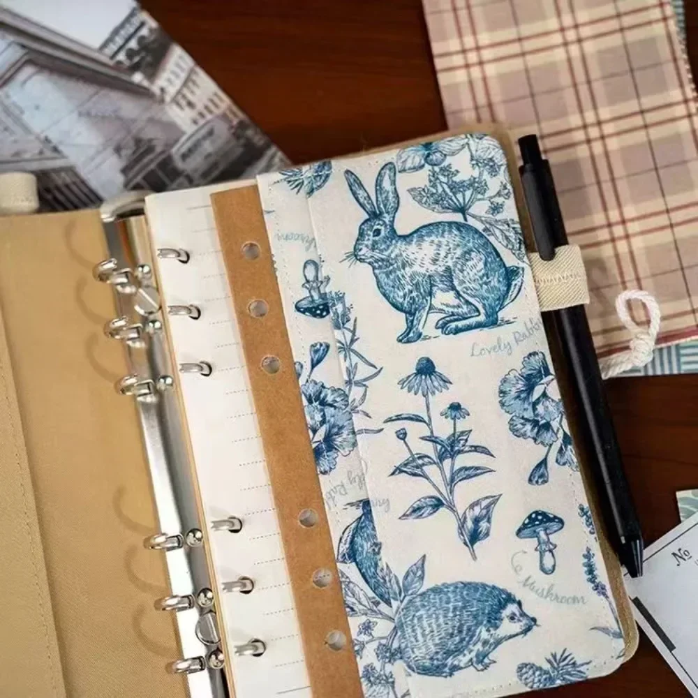 A5 A6Personal Fabric Insert Pocket For Loose Leaf Notebook Planner Organizer 6-ring Binder Akcesoria koreańskie artykuły papiernicze