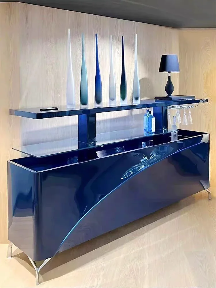 Automatic lifting wine cabinet Italian light luxury high-end dining side cabinet solid wood paint locker