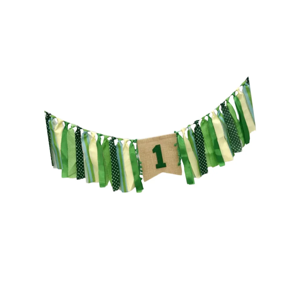 

1Set Green High Chair Banner Vintage Mint Decorative Bunting for Baby 1St Birthday Party Photo Prop Kids Celebration Decoration