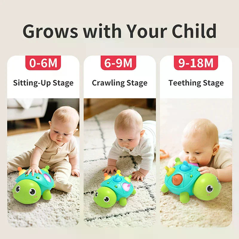 

Baby Toys 6–12 Months, Musical Turtle Infant Toy, Teething Toy With Light Up For Babies, Early Learning Educational Toy