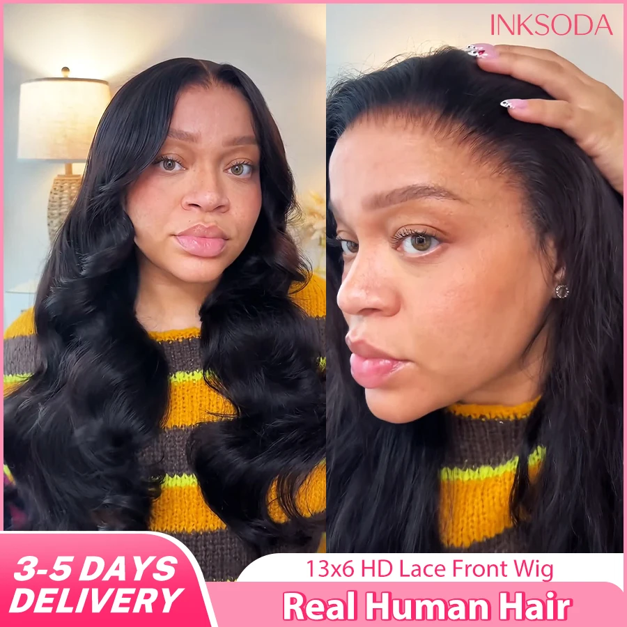 

220% Density 30-40 Inch 13x6 HD Transparent Body Wave Lace Front Wig Pre Plucked Frontal Wig Real Human Hair Wigs For Women
