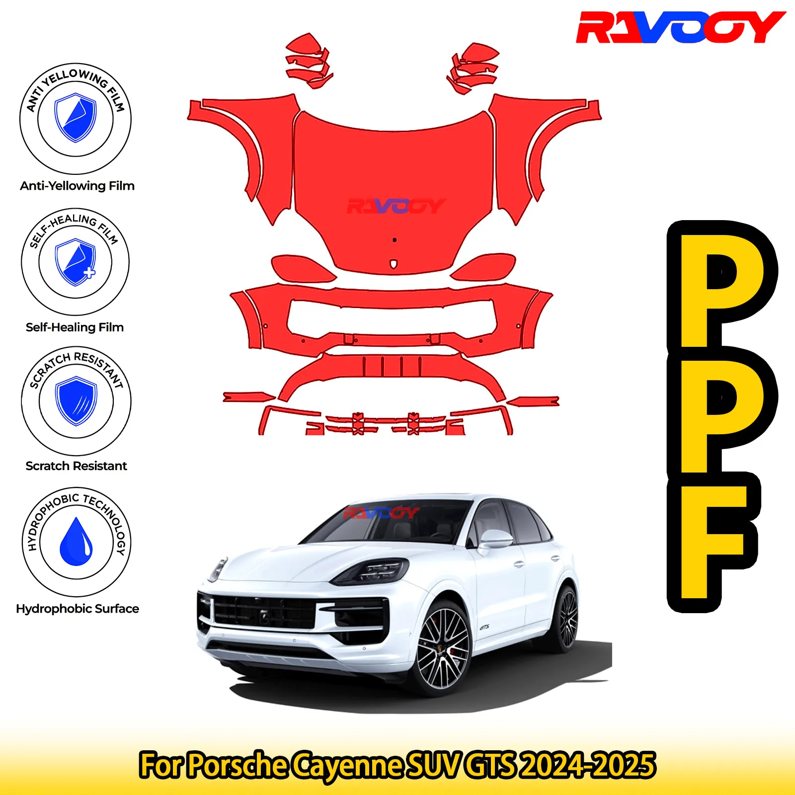 

For Porsche Cayenne SUV GTS 2024-2025 Glossy Matte Black Precut front PPF Kit Paint Protection Film