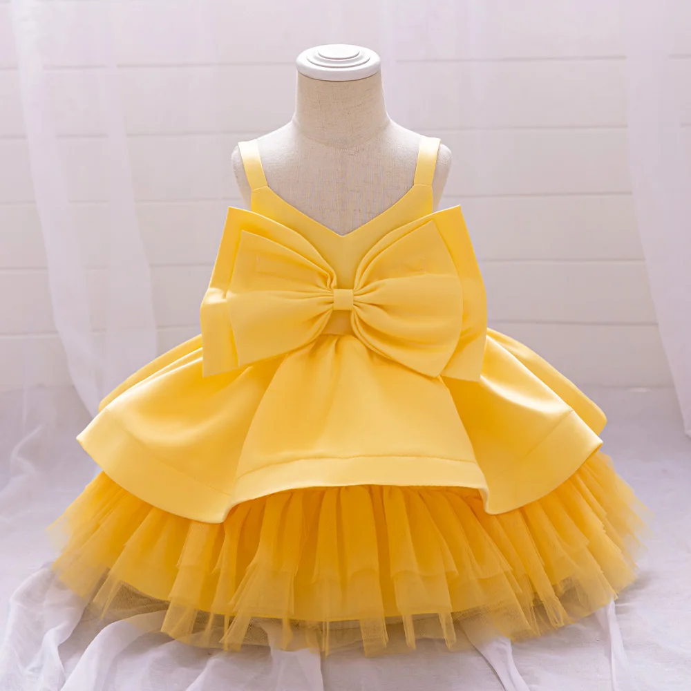 Pageant Big Bow 1st Birthday Dress For Baby Girl Clothes Baptism Toddler Princess Dress Girls Dresses Party Wedding Gown 0-2Y