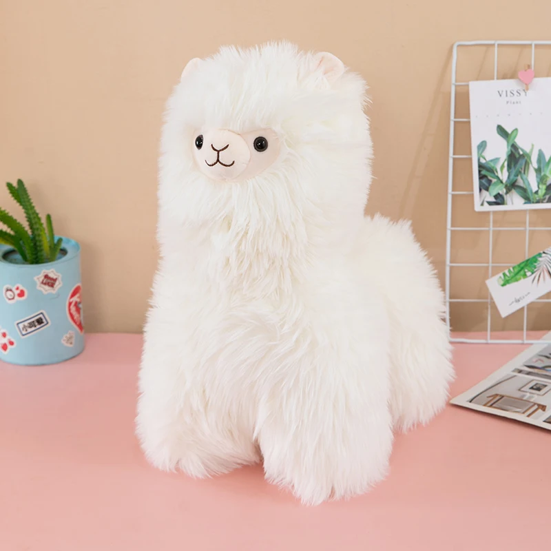 Bonito branco alpaca boneca pl brinquedo presente de aniversário das crianças decoração do quarto da menina fofoluie colecionável animal de pelúcia