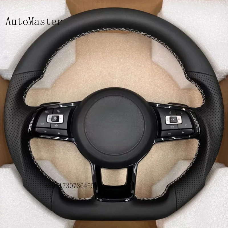 For Volkswagen Golf 7 7.5 GTI MK7 Polo GTS GTD GTE R Passat CC R-Line Black Leather Sporty Steering Wheel Car Accessories