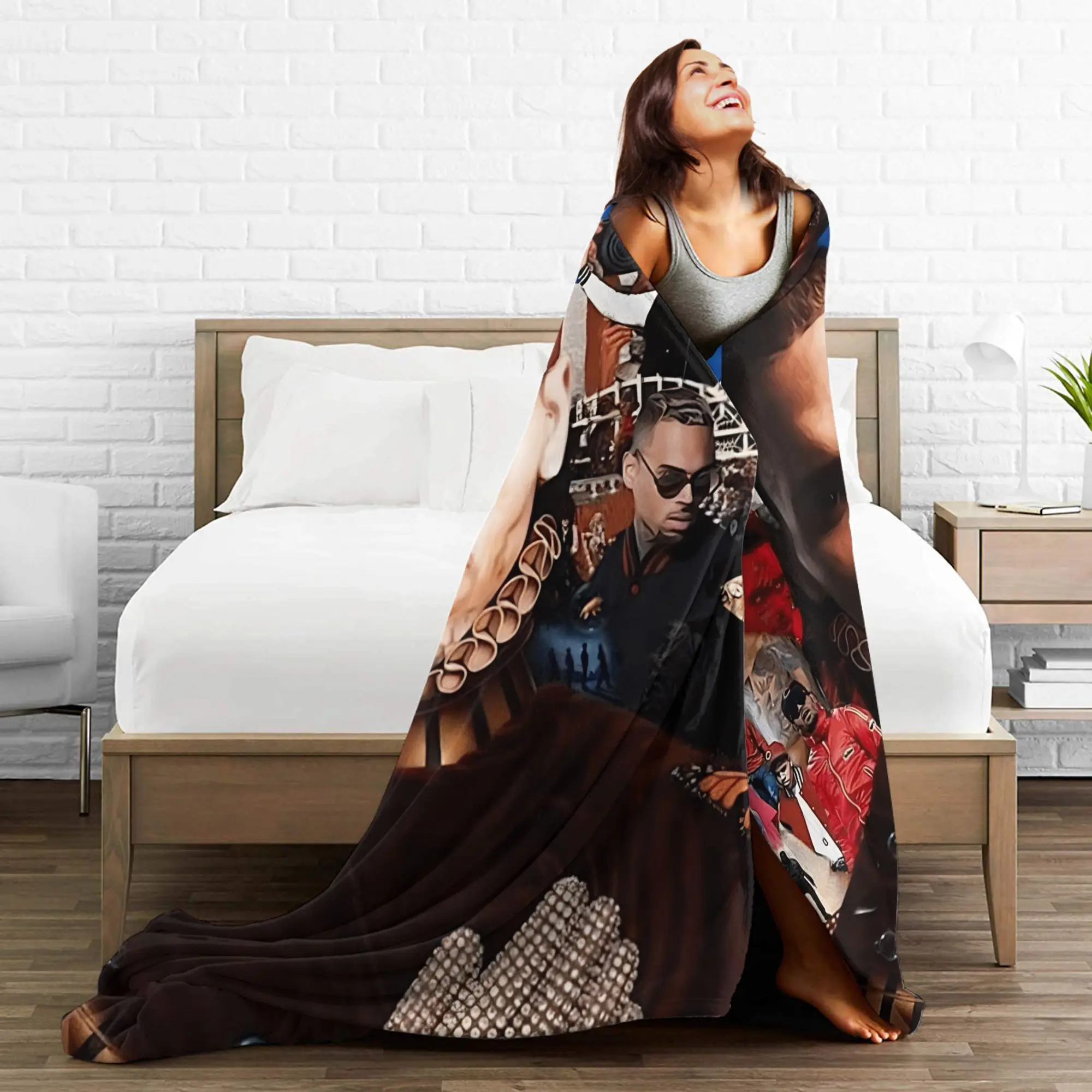 بطانيات كريس براون بطانية رمي دافئة عالية الجودة للشتاء ديكور خارجي للشارع مفرش سرير #4