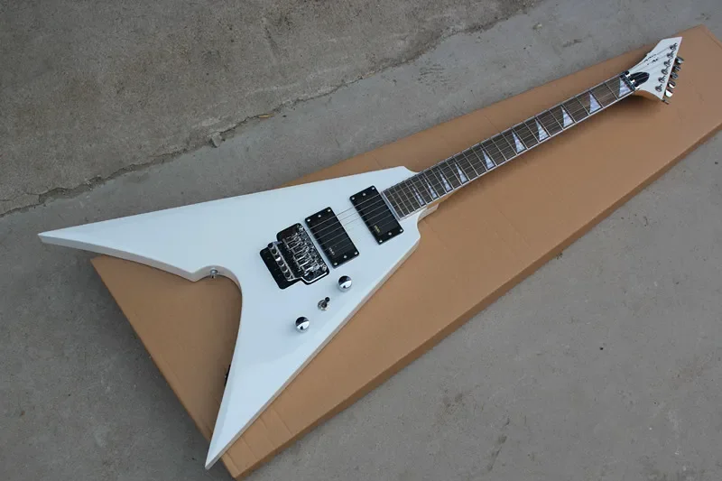 Classical ARROW Double Rock Electric Guitar,White Body and EMG Pickup,Neck Sandwich,Chrome Hardwares and Special Fret Inlay