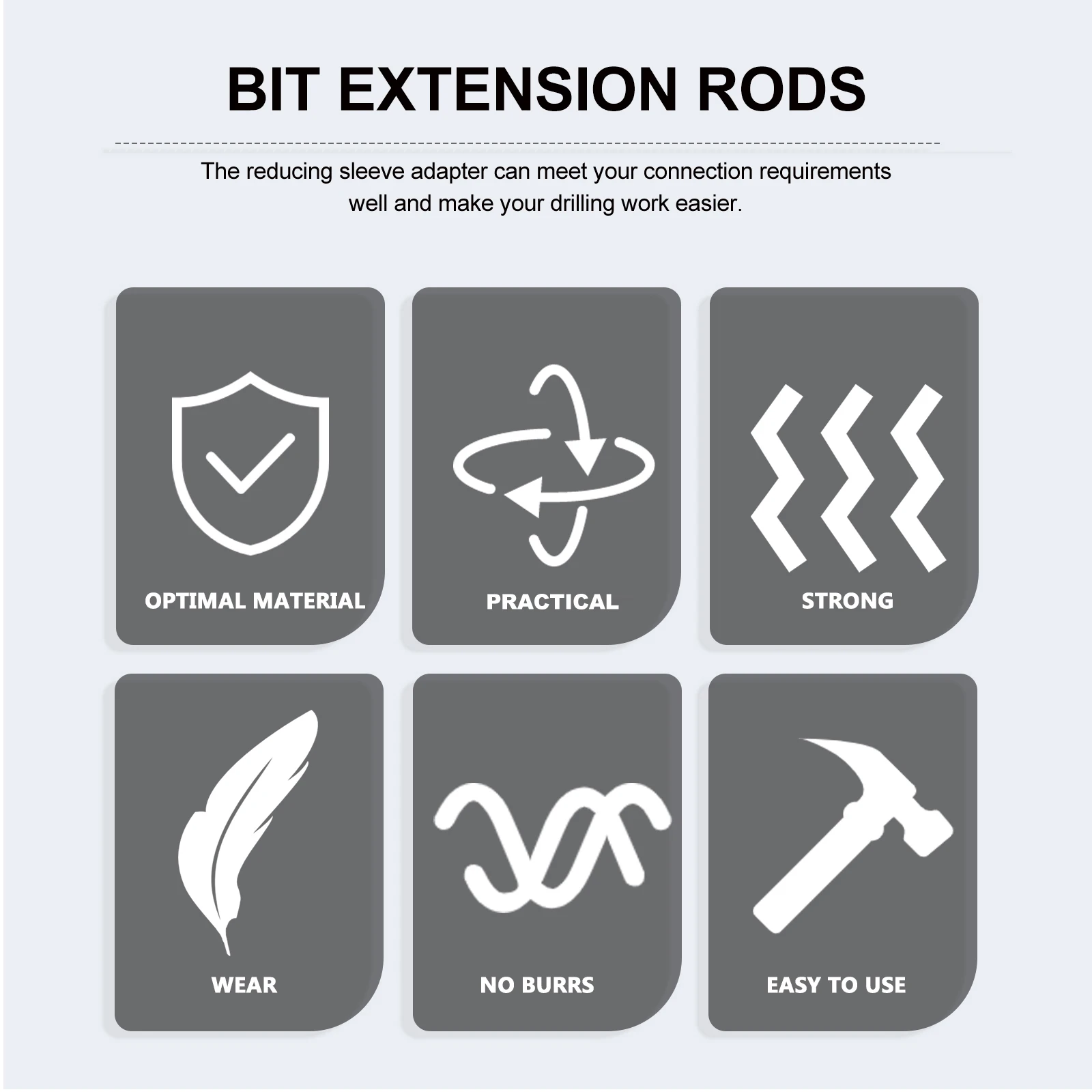 1 set Bit Extension Rods Reducer Sleeve Joint Tool Adapter Chrome Vanadium Steel Drilling Accessories H Tools Practical