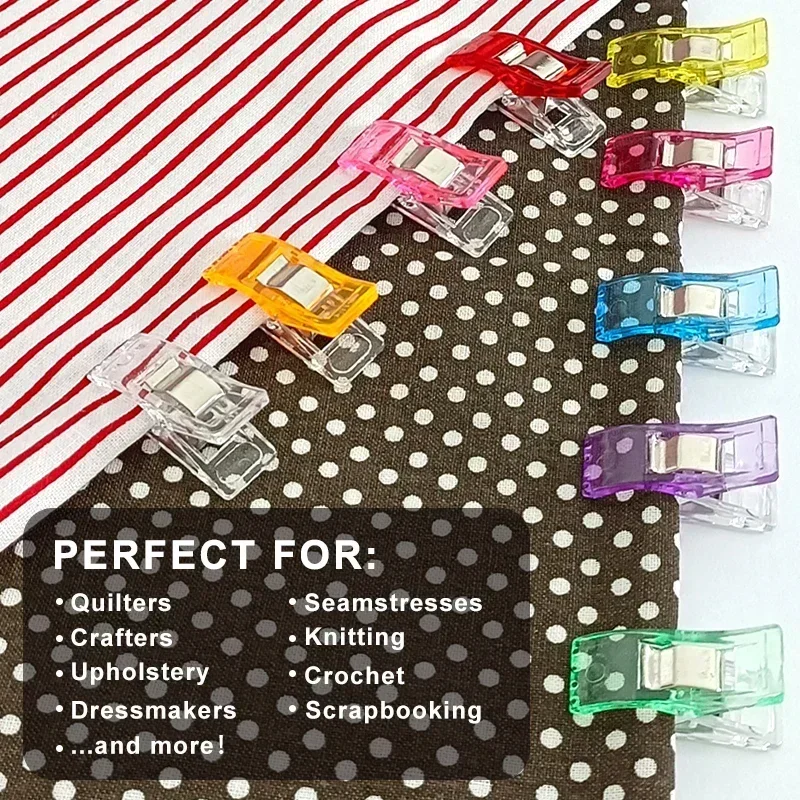 25/50/100PCs Sewing Clips Plastic DIY Crafting Crocheting Knitting Clothing Clips  Assorted Colors Craft Securing Quilting Clip