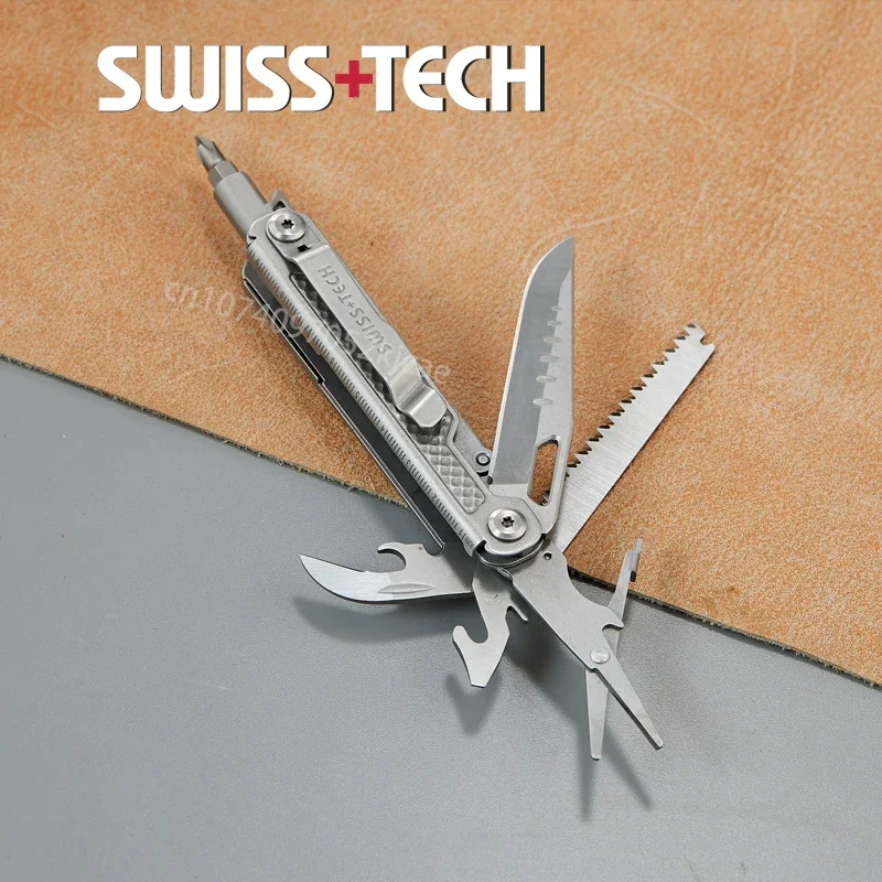 Swisstech 11 In 1 Opvouwbare Multitool Multifunctionele Combinatie Tool Vouwschaar Edc Buitenuitrusting