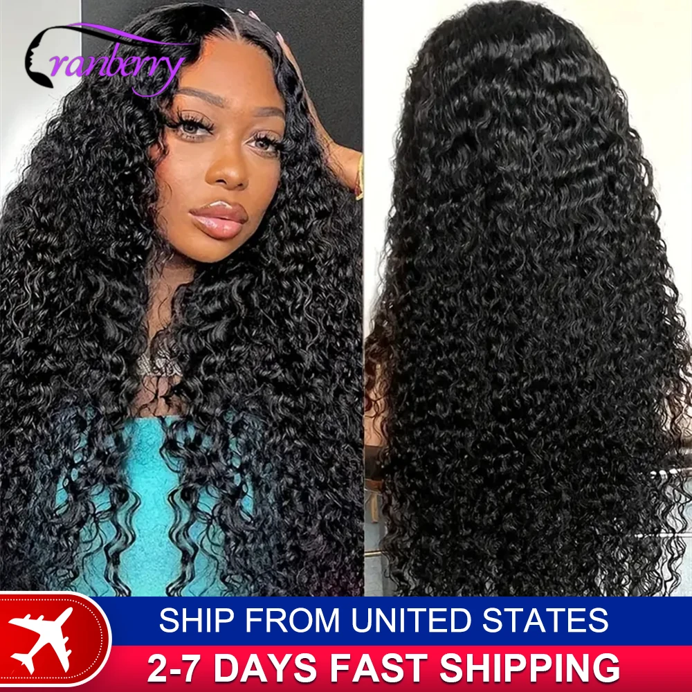 Human Hair Lace Wigs Remy Brazilian Transparent Water Wave 13x4 Lace Frontal Wig 180% Density Cranberry Hair 13x4 Lace Front Wig