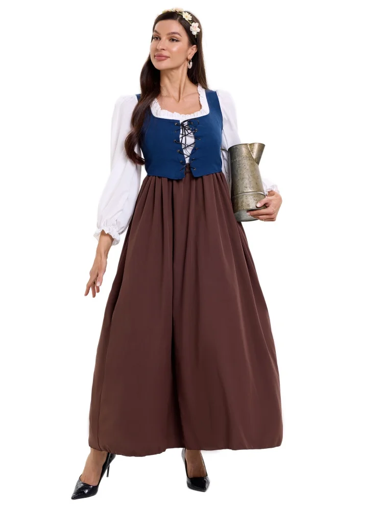 

Women's Oktoberfest Role Playing Vest Dress Costume Adult Germany Munich Bavaria Party New Stage Performance Farm Herder Suit