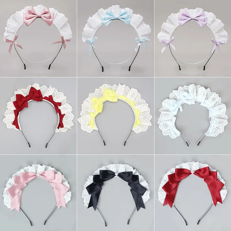 Maid Bowknot Lace Cosplay Headwear Woman Sweet Lolita Decoration Headdress Comic-con Dress Up Headband Party Costume Accessories