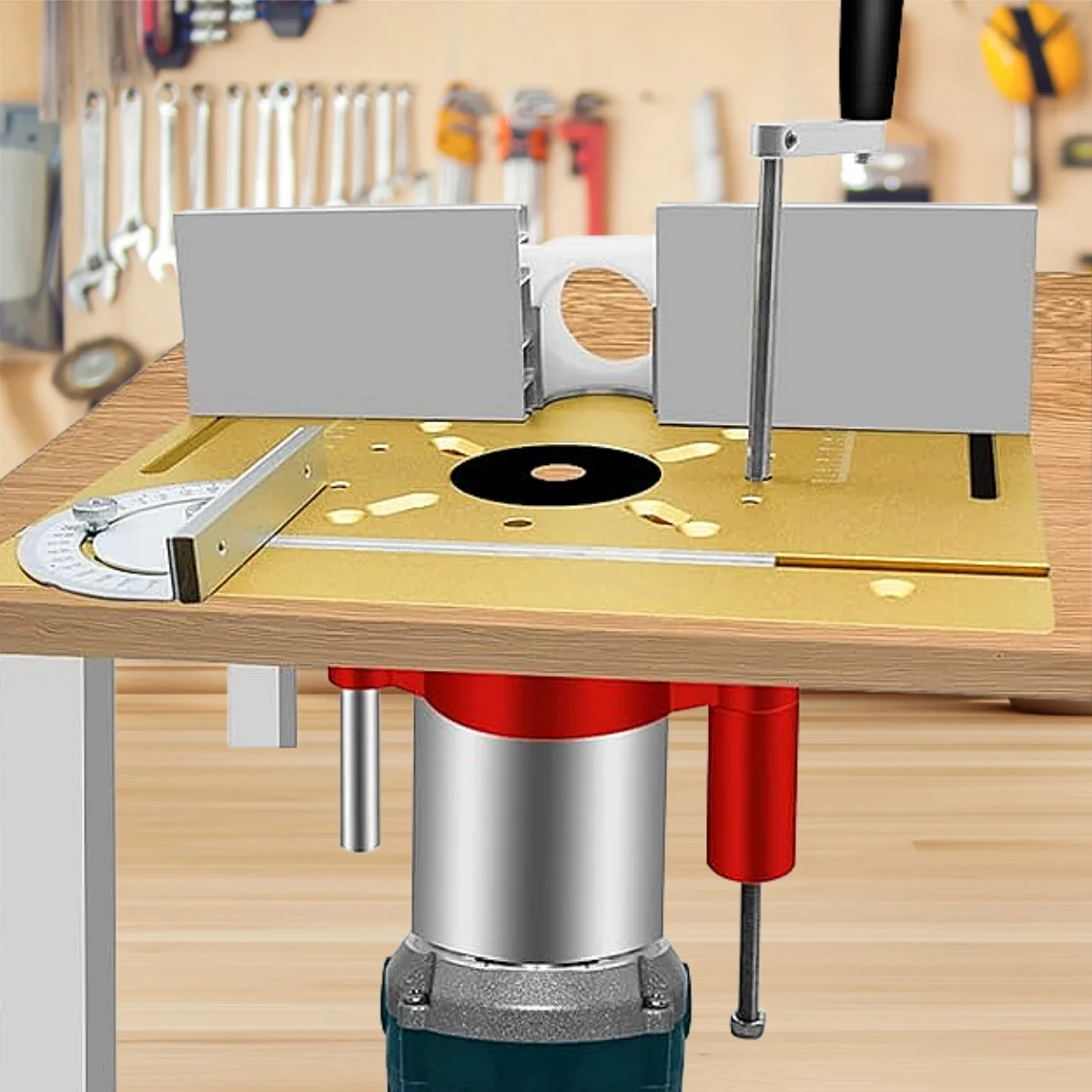 

Adjustable Router Lift for Woodworking Universal Trimming Machine, Trimming Woodworking Lifting Table Router Insert Plate Kit