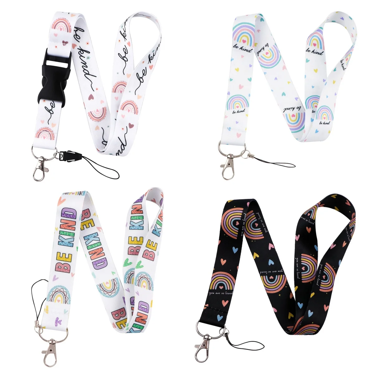 

Милый ремешок Rainbow Be Kind для ключей, шейный ремешок, держатель для бейджа, брелок для ключей, подвесная веревка, брелоки, аксессуары, подарок