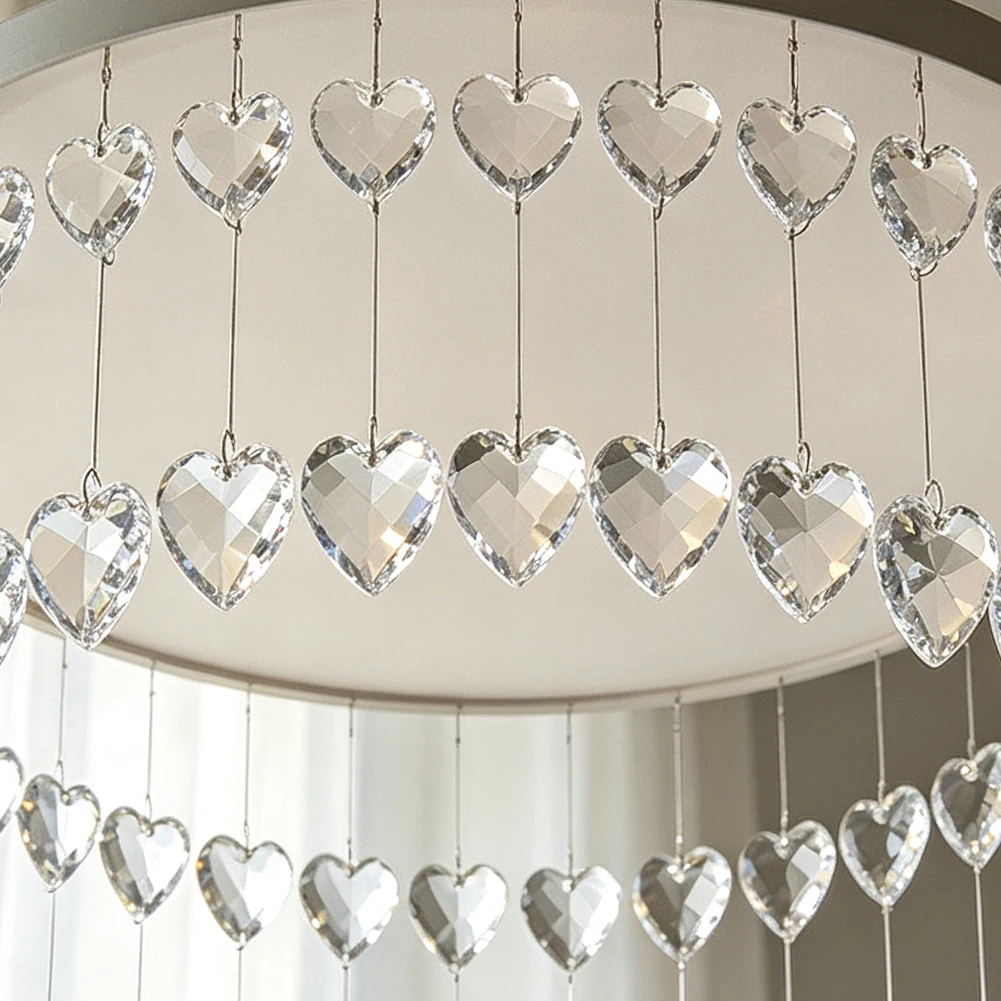 6pcs 30mm Romantic Heart Suncatcher Clear Crystal Prism Chandelier Lamp Parts Rainbow Maker Hanging Car Pendant Wedding Decor