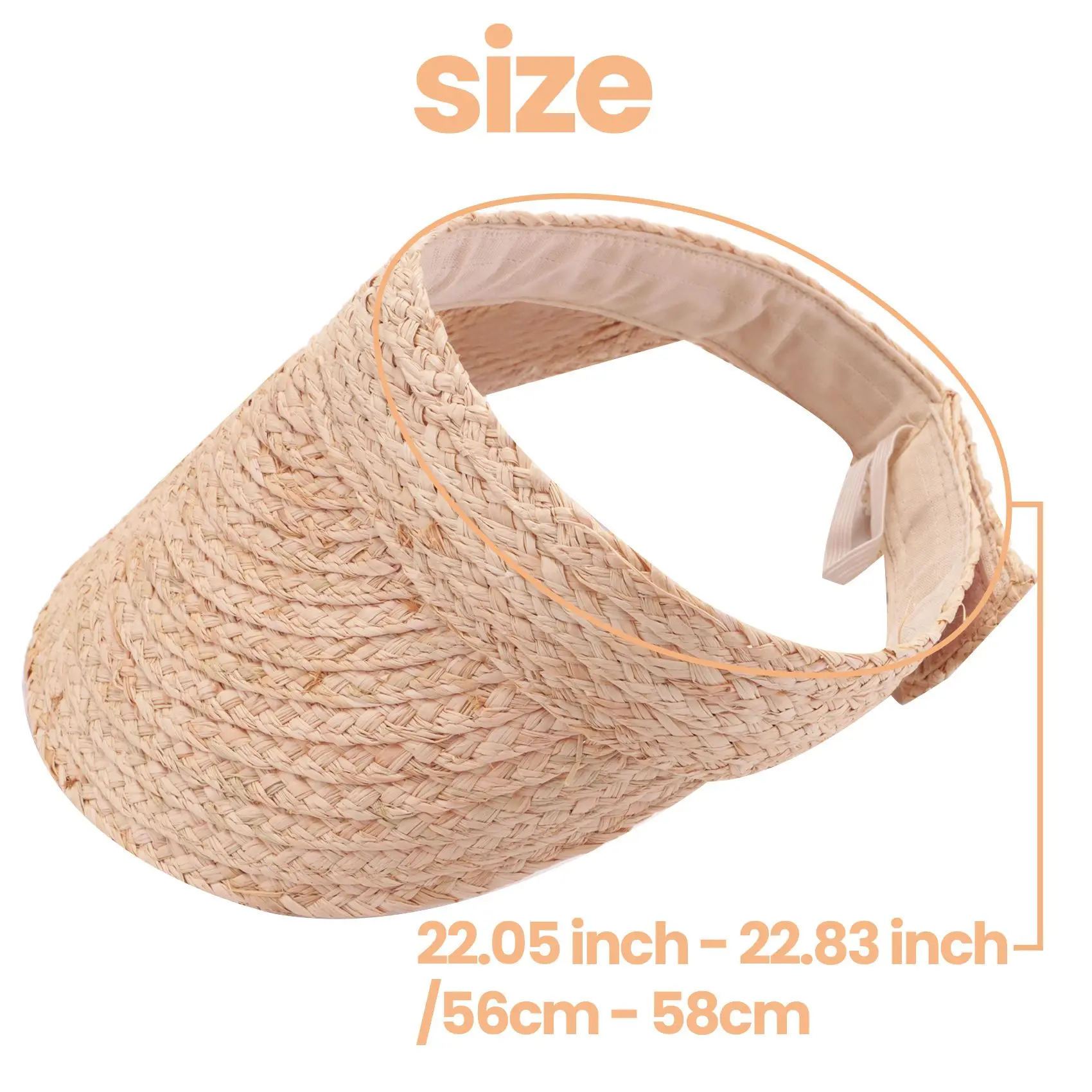 A51M-Ladies Anti-Uv Roll Up Sun Visor Hat Women Straw Raffia Sun Visor Caps