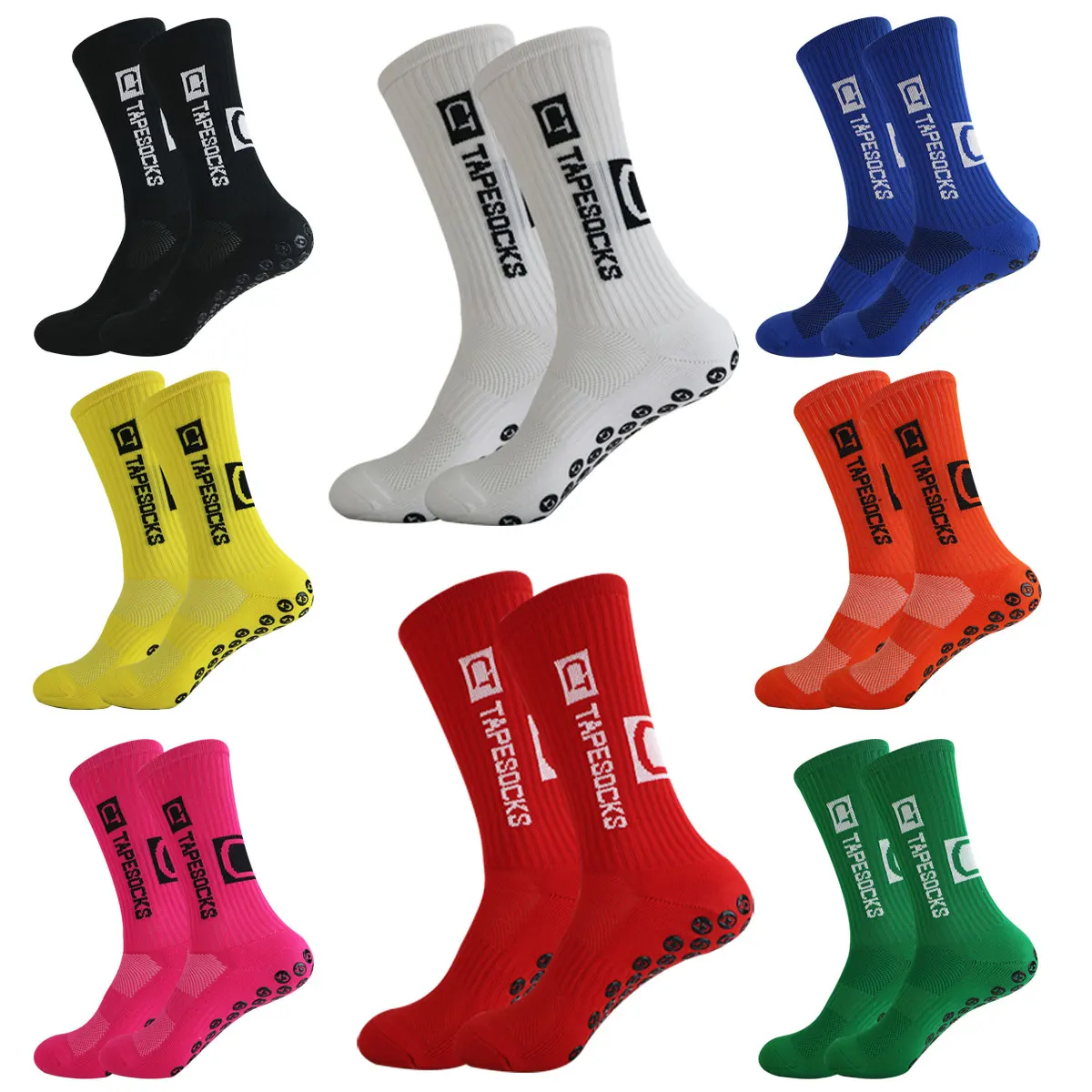 

CT TAPESOCKS Non Slip Grip Socks - Calf Socks - Perfect for Football, Athletics and All Other Sports For both Men And Wom