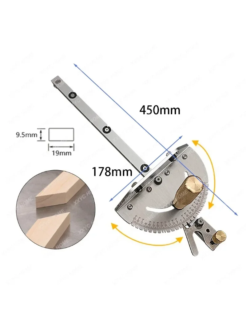 Miter Gauge Aluminum Alloy/Brass Handle Table Saw Router Miter Gauge Sawing Assembly Ruler Woodworking Tool