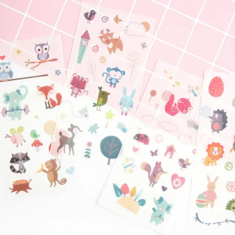 Kawaii Washi-Aufkleber für Tagebuch 13, einzigartige Designs in 6 Blatt, Mix & Match