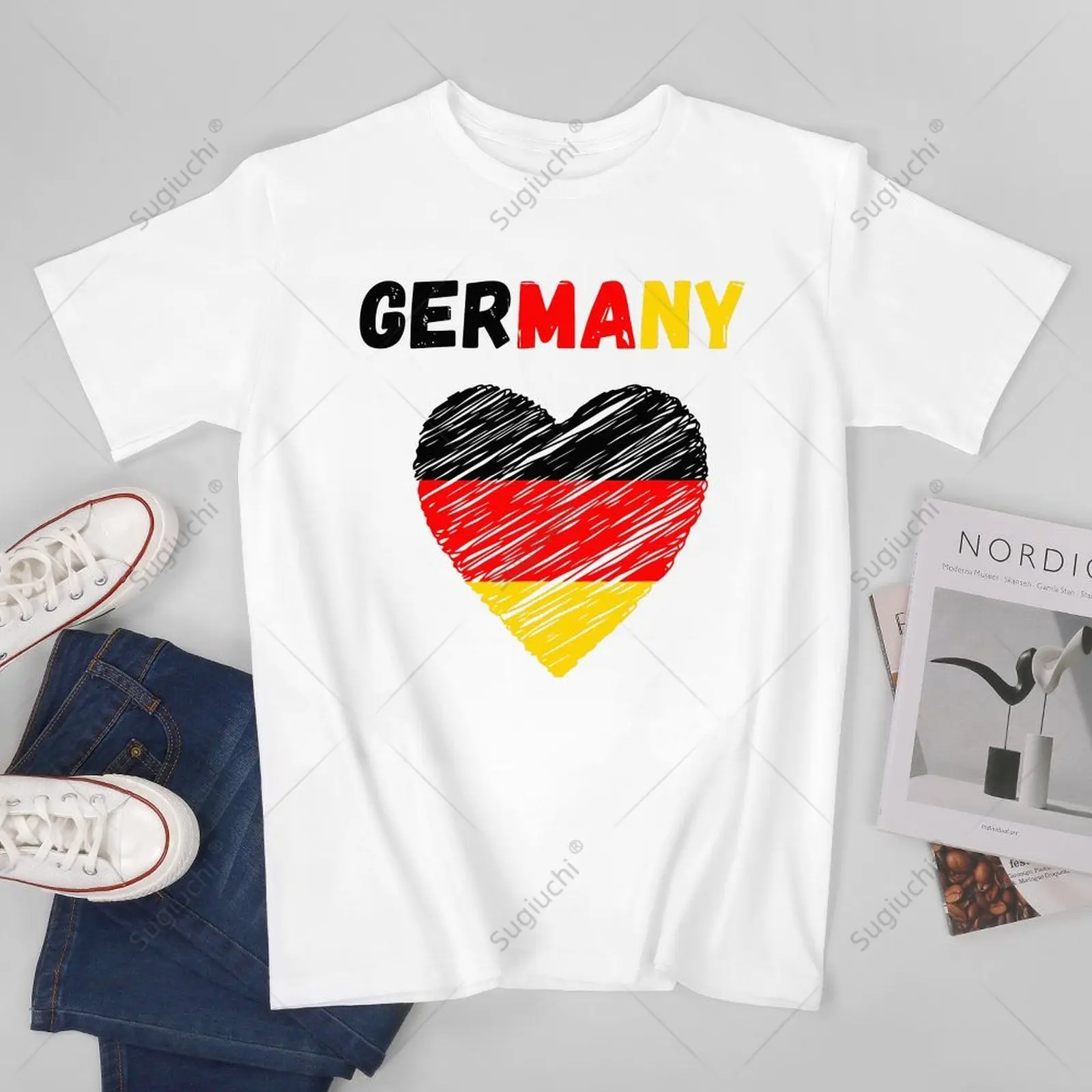 Unisex Men Germany Flag Holiday Germany Heart German Flag Tshirt Tees T Shirts Women Boys 100% Cotton T-Shirt