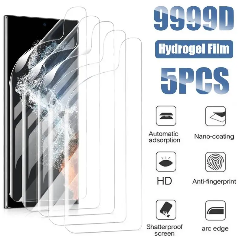 

5PCS Hydrogel Film Galaxy S22 S23 S24 S25 Ultra S21 Plus S20 Fe Screen Protector For Samsung A16 A15 A25 A35 A55 5G