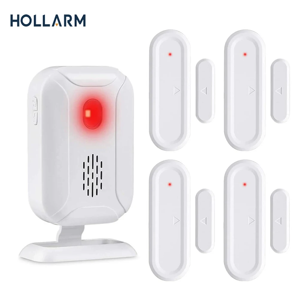 Hollarm Wireless Door Open Chime 36 Ringtones Shop Store Welcome Chime LED Flashing Light Door Window Alarm Bell