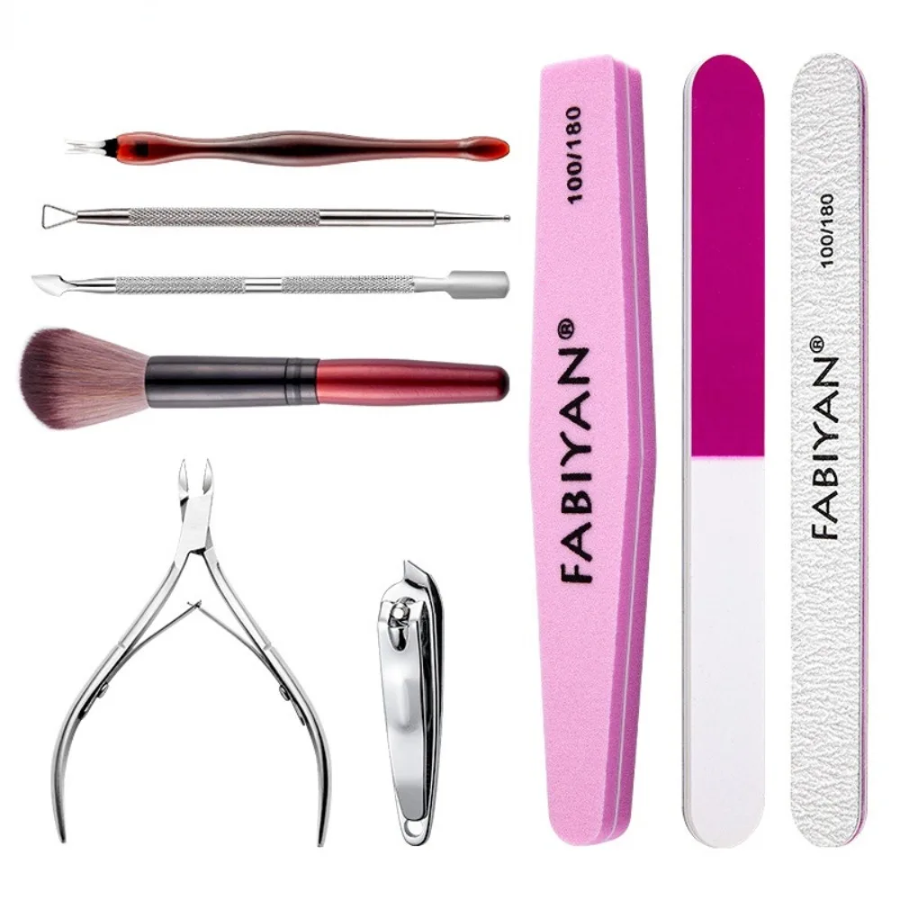 Nail Accessories Cuticle Pusher Nail Remover Dead Skin Scissors Nail File Polishing Manicure Tools Set Stainless Steel