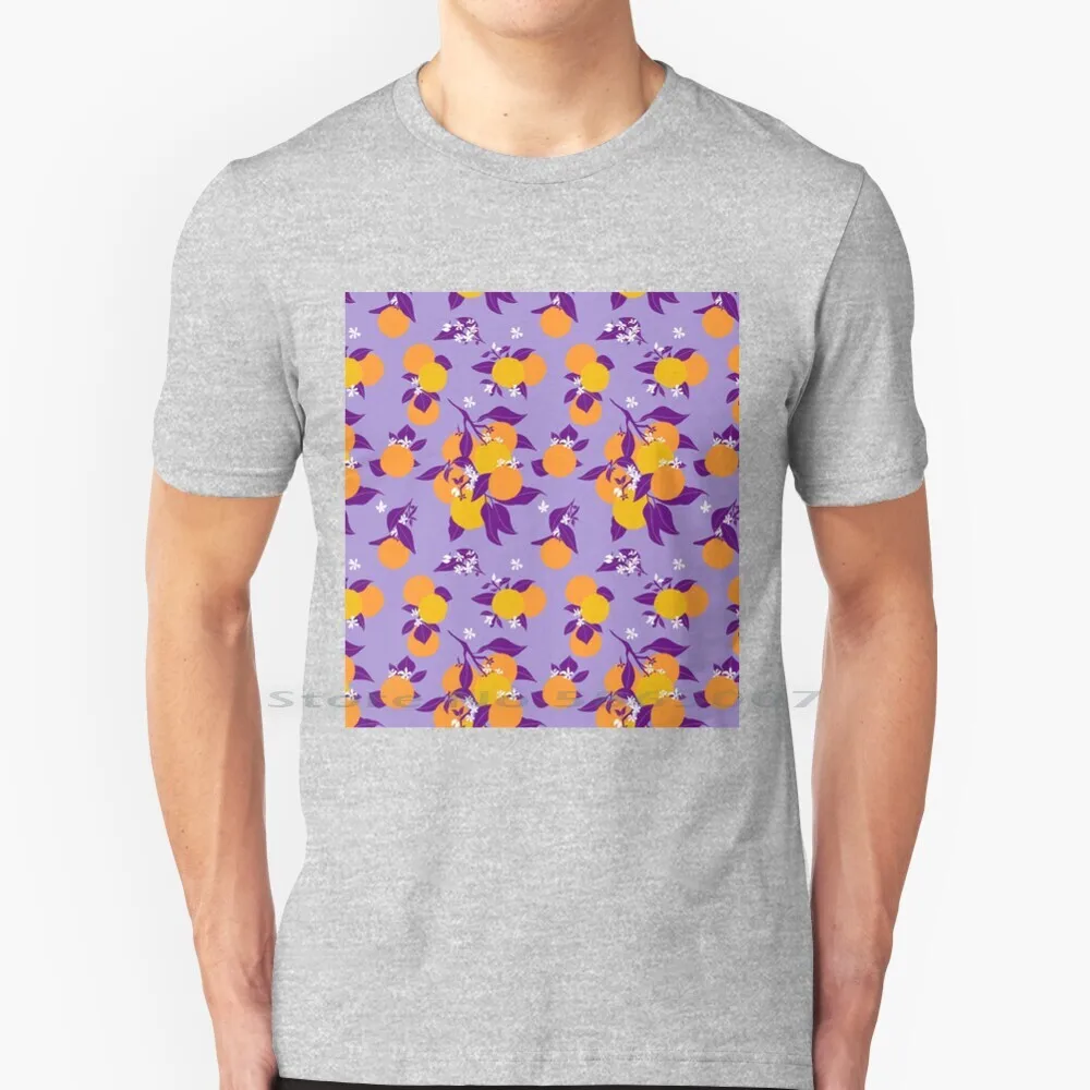 Purple And Sweet Oranges! T Shirt 100% Cotton Mixt Techniques Charcoal Floral Pattern Pattern Design Oranges Fruit Pattern