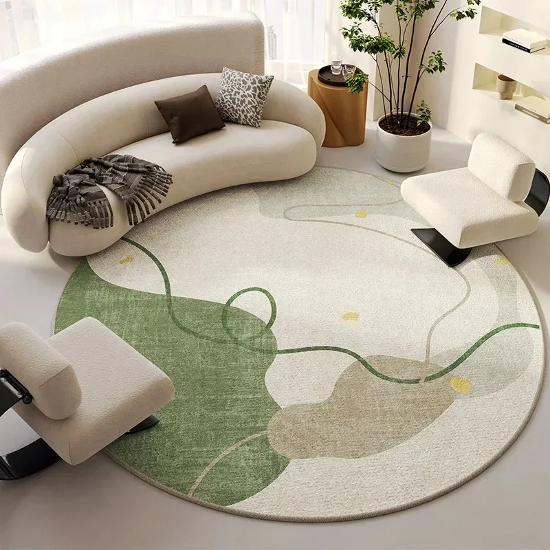 Nordischer Stil Cremefarbener Runder Teppich, Luxuriöser Großflächiger Teppich für Wohnzimmer oder Schlafzimmer, Rutschfeste Einfache Bodenmatte Langlebig