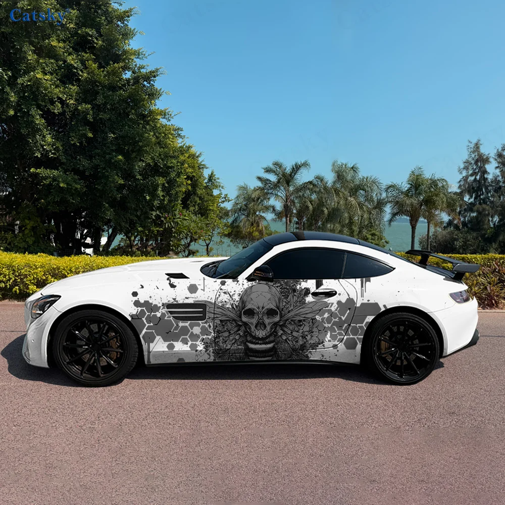 

Skeleton Bee Hexagon Car Vinyl Wraps Decal Self-adhesive PVC Sticker Suitable for Trucks SUV Decoration Auto Accessories Gift