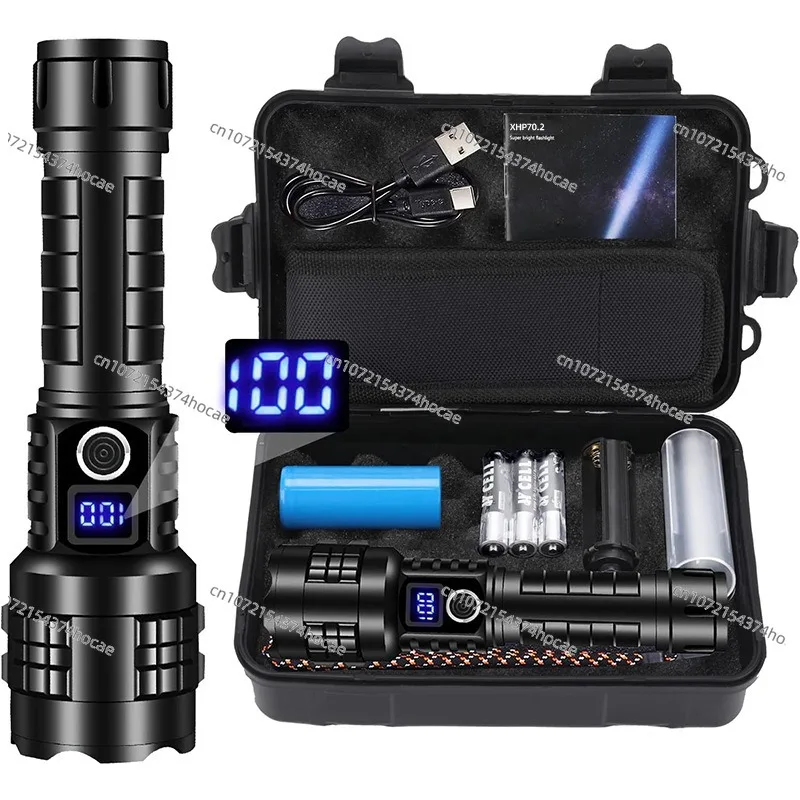 Led Strong Light Flashlight Type-c Charging Home Outdoor Special Digital Display Flashlight