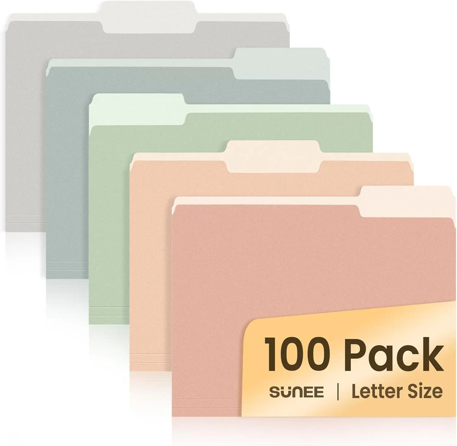 

Pastel Colored File Folders, 100 Pack Letter Size with 1/3-Cut Tabs for Office Home School Documents