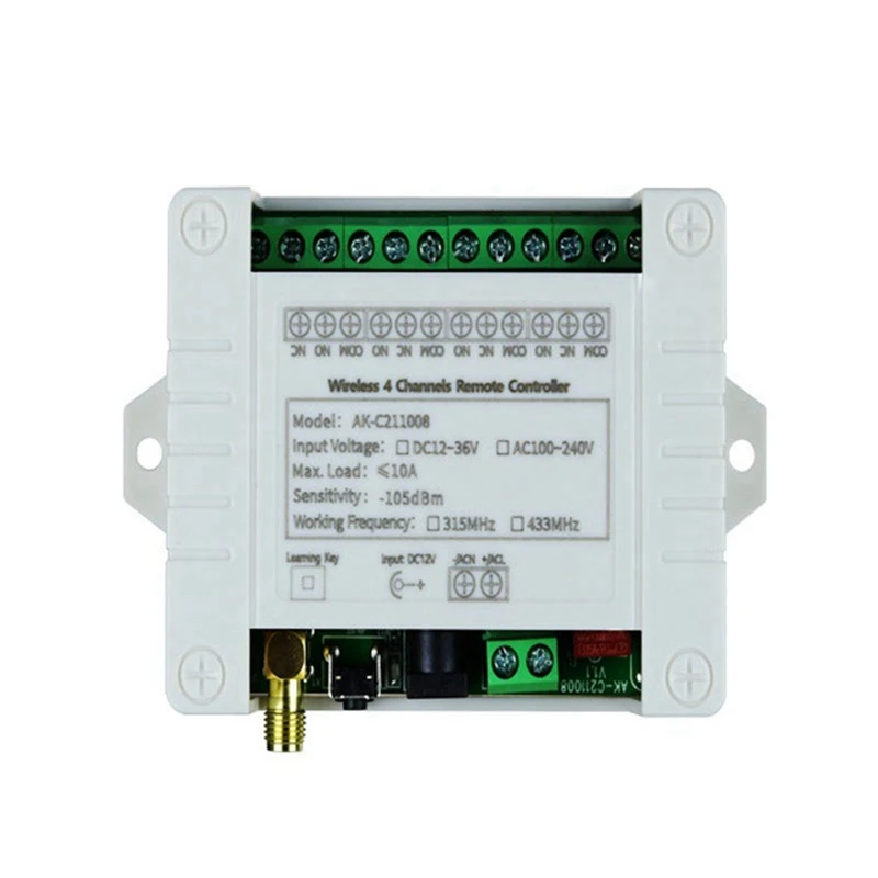 Беспроводной 4-канальный пульт дистанционного управления Φ переключатель релейный выход Радиочастотный пульт дистанционного управления 433 мгц приемник