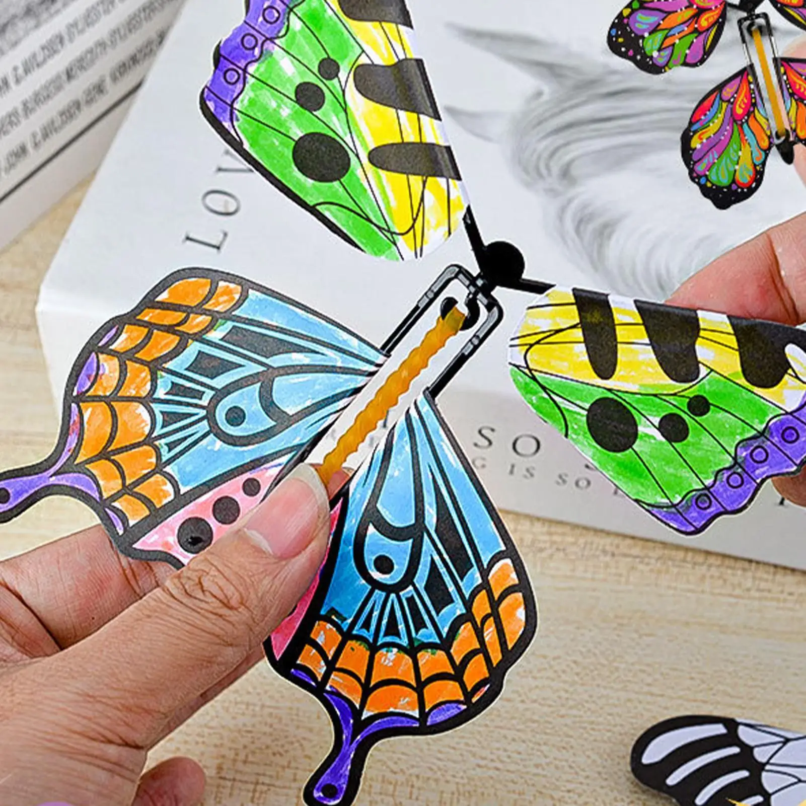 Magic White Painting Butterflies Butterfly Wind up Magic Flying Butterfly Cards Handmade Butterfly Wind up Magic Fairy Flying